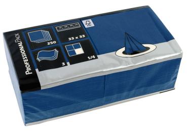 Servietten dunkelblau, 3-lagig, 33 x 33 cm, 250 Stück Packung