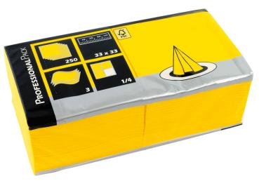 Servietten gelb, 3-lagig, 33 x 33 cm, 250 Stück