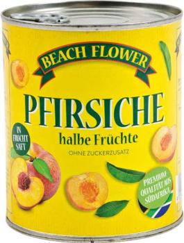 Beach Flower Pfirsich-Hälften in Fruchtsaft, ohne Zuckerzusatz, 480g
