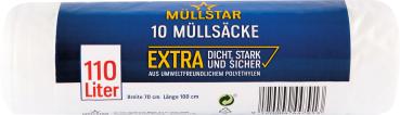 müllstar Müllsäcke 110 Liter, weiss/transparent, extra dicht, stark und sicher, 10 Stück