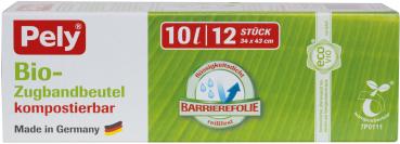 Pely Bio-Müllsäcke 10 Liter, mit Zugband, hellgrün/blickdicht, reissfest, flüssigkeitsdicht, biologisch abbaubar, kompostierbar, 12 Stück