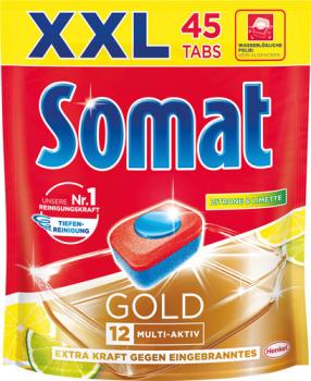 Somat 12 Gold Zitrone & Limette XXL Tabs Multi-Aktiv, 45 Stück, 922 Gramm