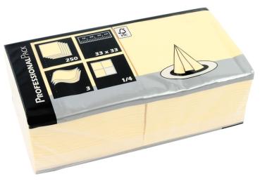 Servietten creme, 3-lagig, 33 x 33 cm, 250 Stück