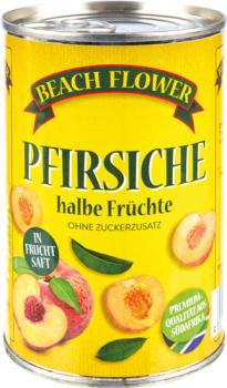 Beach Flower Pfirsich-Hälften in Fruchtsaft, ohne Zuckerzusatz, 240g