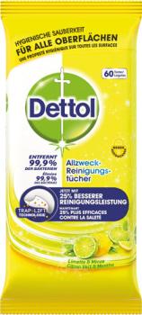 Dettol Allzweck-Reinigungstücher Limette & Minze, 60 Stück