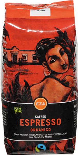 EZA Fairtrade Organico Espresso, Bio-Kaffee, Ganze Bohne, 1kg