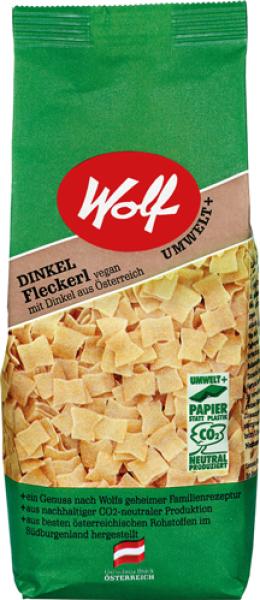Wolf Dinkel Fleckerl, vegan, Papierpackung, 500g