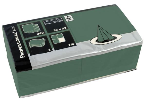 Servietten grün, 3-lagig, 33 x 33 cm, 250 Stück