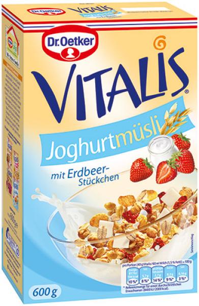 Dr. Oetker Vitalis Joghurt Müsli, mit Erdbeer-Stückchen, 600 Gramm