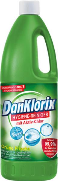 DanKlorix Hygiene-Reiniger Grüne Frische, entfernt 99,9 % Bakterien, 1.5 Liter