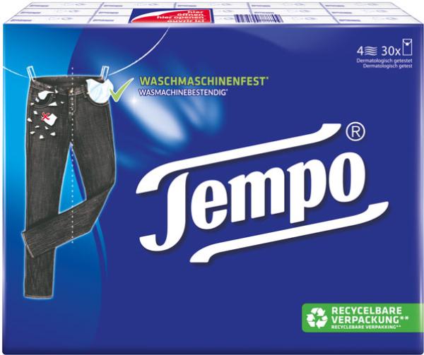 Tempo Klassik Taschentücher, 4-lagig, 30 x 10 Stück, waschmaschinenfest, 300 Stück