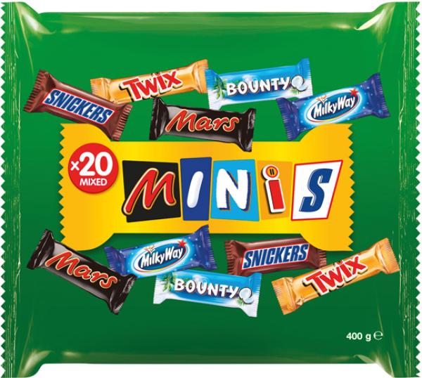 Mixed Minis (Mars, Bounty, Twix, Snickers, Milky Way), 20 Stück, 400g