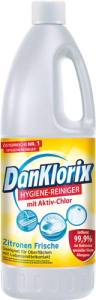 DanKlorix Hygiene-Reiniger Zitronen Frische, entfernt 99,9 % Bakterien, 1l
