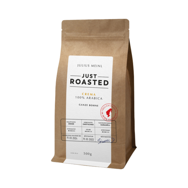 Julius Meinl Just Roasted Crema, geroestet in Wien, Ganze Bohne, 500g